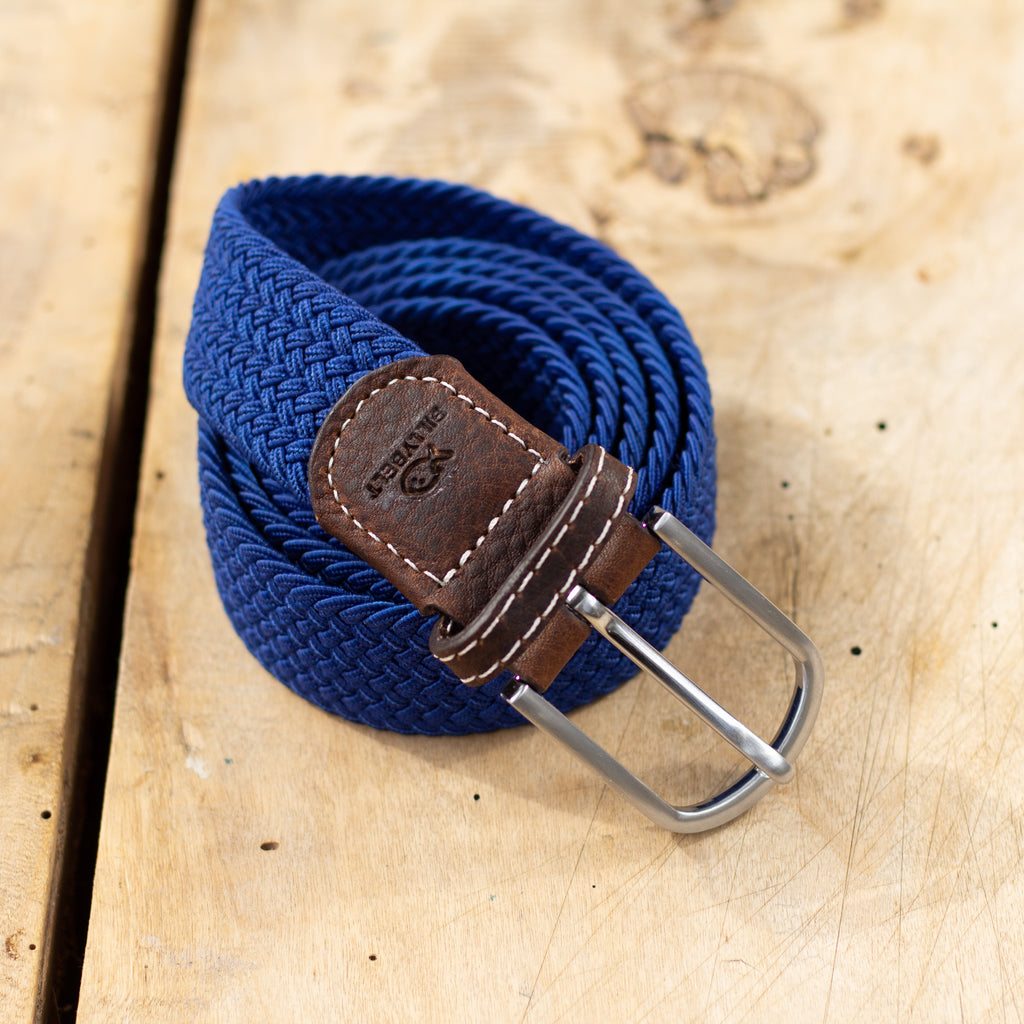 Braided Leather Stretch Belt - Blue + Green - Cobbler Union
