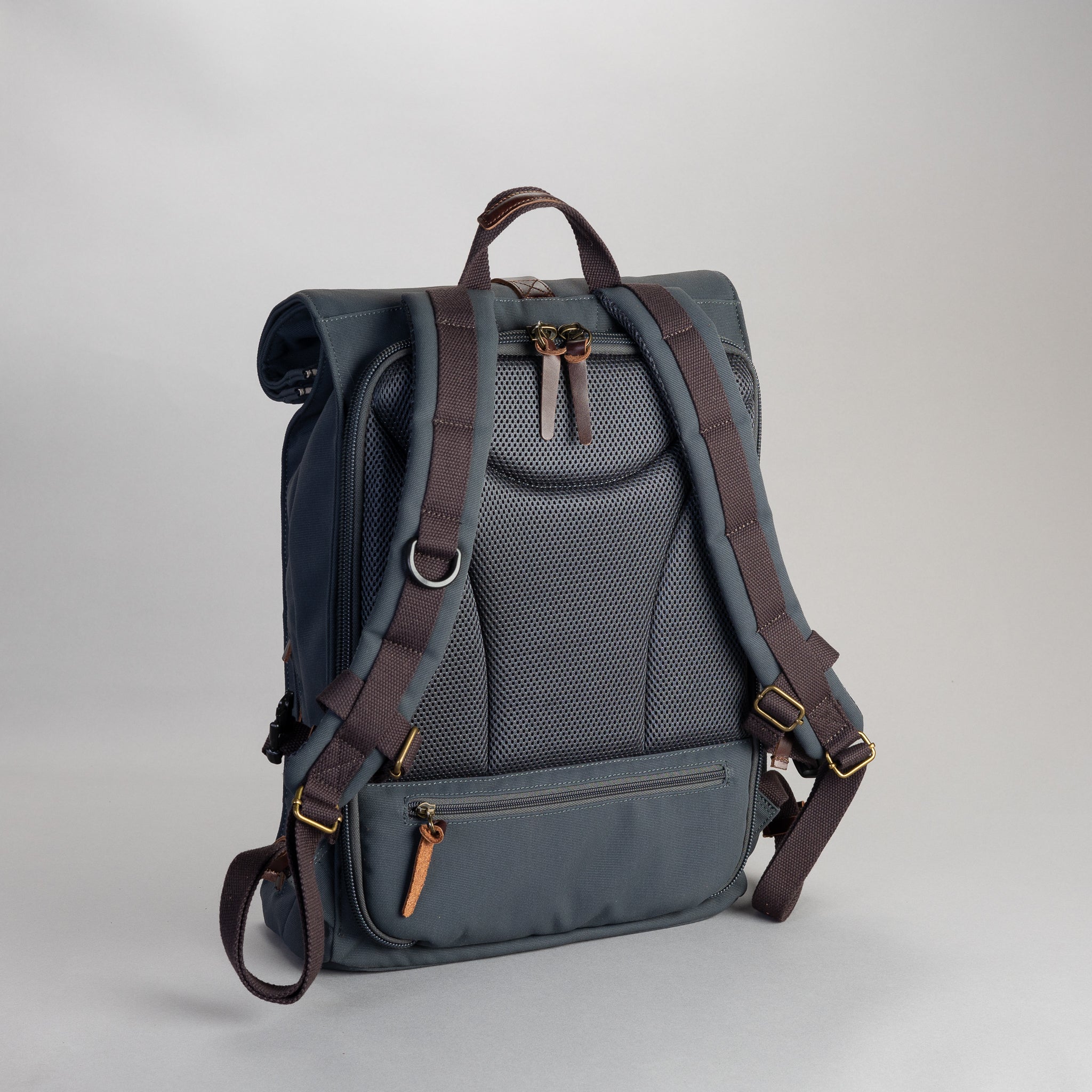 Property Of... Alex 24h Backpack stone blue sustainable travel back pack shot 