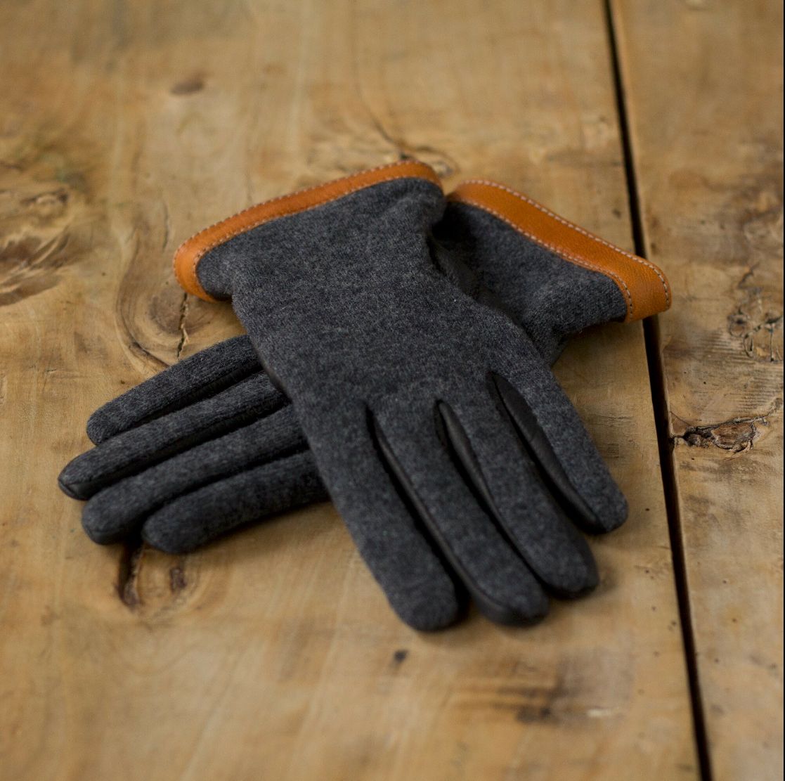 Gloves Deerskin WoolTricot - CHARCOAL BLACK