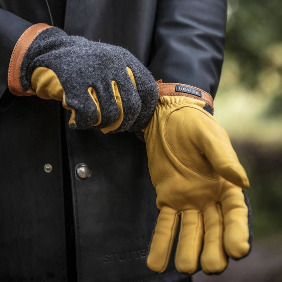Gloves Deerskin WoolTricot - CHARCOAL YELLOW